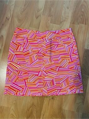 Bright Pink & Orange Geometric Mini Skort